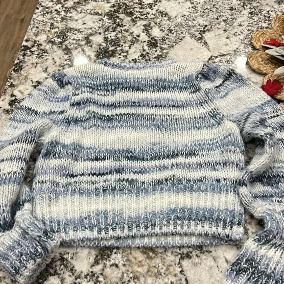 Sweater Cable Knit Blue Wild Fable Crop Winter Fuzzy Cozy Warm Vintage Chunky - Picture 7 of 10